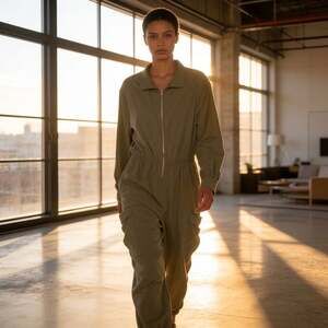 Spoon Jeans Olive Cargo Zip Utility Jumpsuit Size 1X SP-1035X